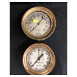 (2) Brass Pressure Gauges