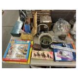 Puzzles, Hanging Light, Shelf Clock