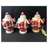 (3) Vintage Blow Mold Santa Lighted Still Banks