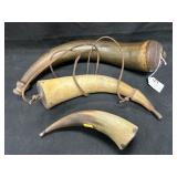 (3) 19th Century Powder Horns