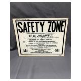 Vintage Vinyl Safety Zone Sign