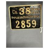 1933 PA Metal Hunting License