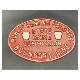 State Game Commission Boundary Sign