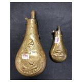 Two Brass Powder Flasks