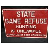 Vintage Stamped Steel Game Refuge Sign