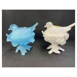 (2) Bird On Nest Covered Compotes