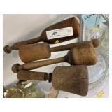 (4) Primitive Wood Mashers