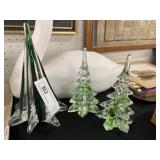 (3) Decorative Glass Christmas Trees
