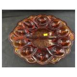 Moon and Star Pattern Art Glass Egg Plate