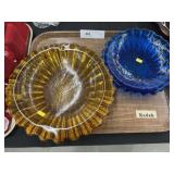 (2) Art Glass Center Bowls