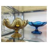 (3) Art Glass Pedestal Bowls