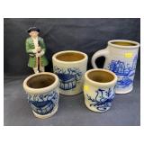 Salt Glazed Pottery with Cast Metal Figure