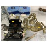 Vintage Eyeglasses, Inkwell, Trinket Boxes