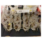 Vintage Gold Overlay Tumblers with Carrier
