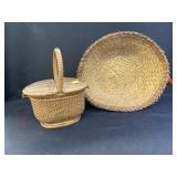 Rye Straw Woven Bowl with Miniature Basket