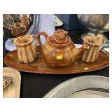 Pottery Teapot with Mugs