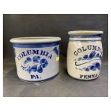 (2) Columbia, PA Salt Glazed Crocks