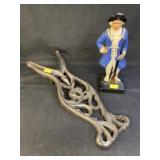 Cast Metal Boot Jack with Figurine