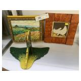 Framed Folk Art with Oil On Canvas, etc.