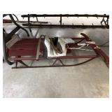 Red Painted Sled with Ice Skates