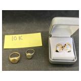 (2) 10K Rings with Earrings