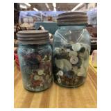 Vintage Buttons, Wooden Spools, Canning Jars