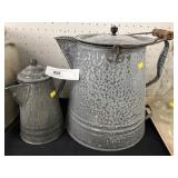 (2) Gray Agate Coffee Pots