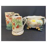 Limoges Pedestal Bowl with Chinaware Mugs