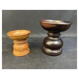 (2) Turned Wood Pounce Pots