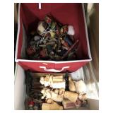 Corn Husk and Carved Wood Figurines