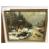 Indian Moose Framed Lithograph