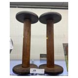 (2) Wooden Spools