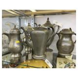 (5) Pewter Teapots
