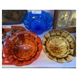(3) Art Glass Compotes