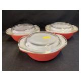 (3) Pyrex 8 OZ. Covered Dishes