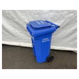 Blue Rolling Trash Can
