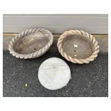 3 Pcs. - Concrete Stone, Fiberglass Planters