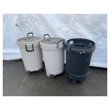 (3) Rolling Trash Cans