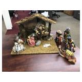 Porcelain Nativity Figurines with Manger