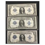 (3) 1923 $1 Silver Certificate Large Notes