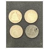 (4) Seated Liberty Quarters