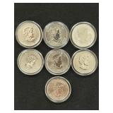 (7) 1 Oz. Silver Canadian Maples