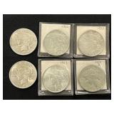 (6) Peace Silver Dollars