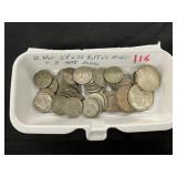 (12) War V and 26 Buffalo Nickels, (3) 40% Halves