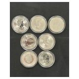 (7) 1 Oz. Silver Canadian Maples