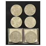 (6) Peace Silver Dollars