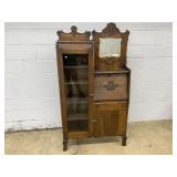 Oak Vtg. Side by Side China Cabinet Desk