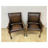(2) Leather Upholstered Arm Chairs