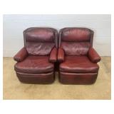 (2) Leather Barca Loungers