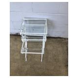 Set of 3 Stacking Metal Glass Top Table